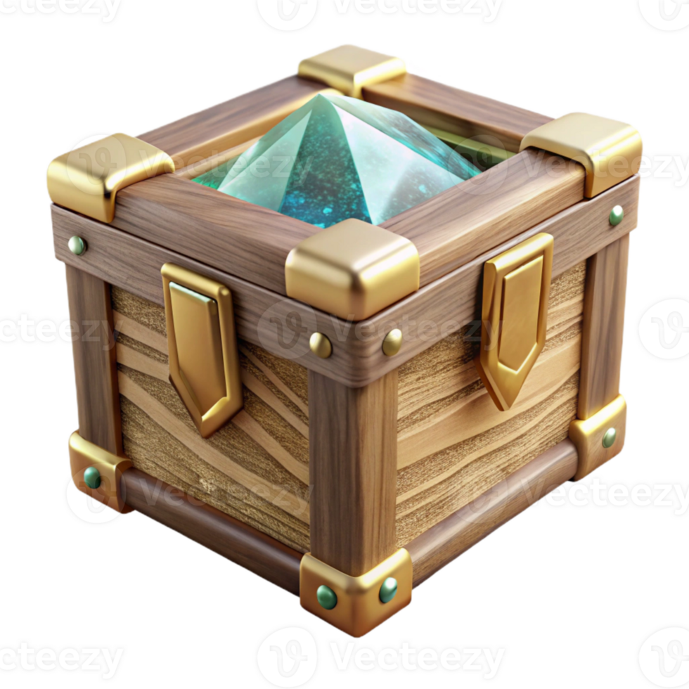 beautiful rustic Wooden Box with Lid Cutout Storage Decor premium png