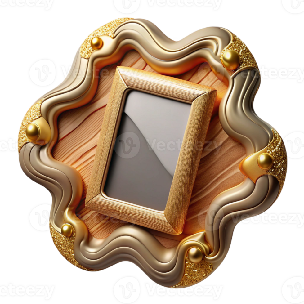 vibrant modern Wooden Picture Frame Cutout Wall Decor Element original png