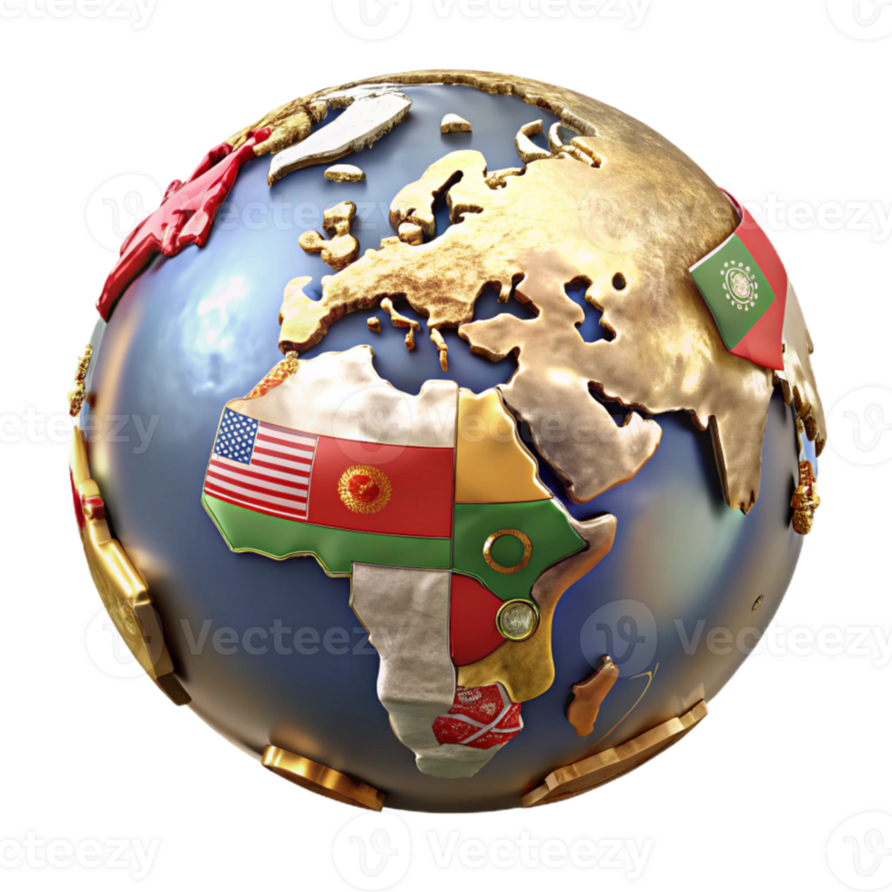 vibrant vintage World Map with Country Borders Transparent for Geopolitical Visualizations png