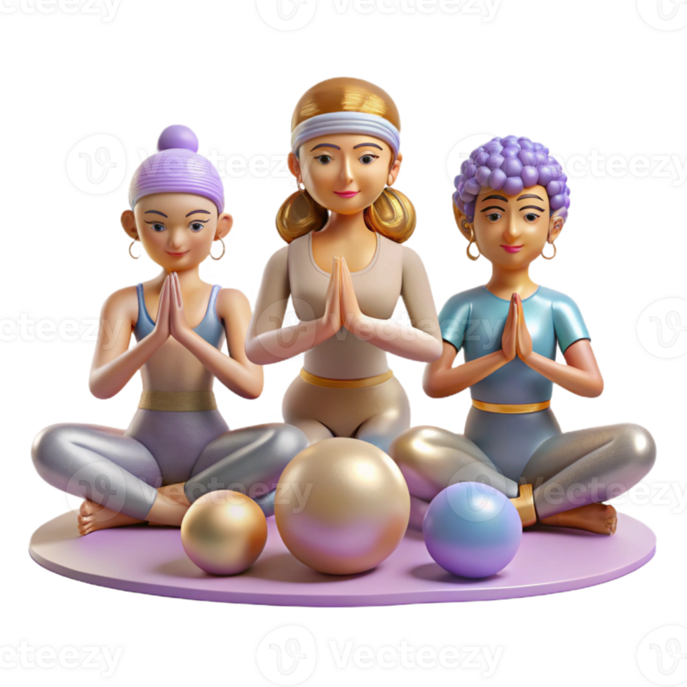 stunning rustic Yoga Class Group Exercise Isolated for Fitness Studios authentic png