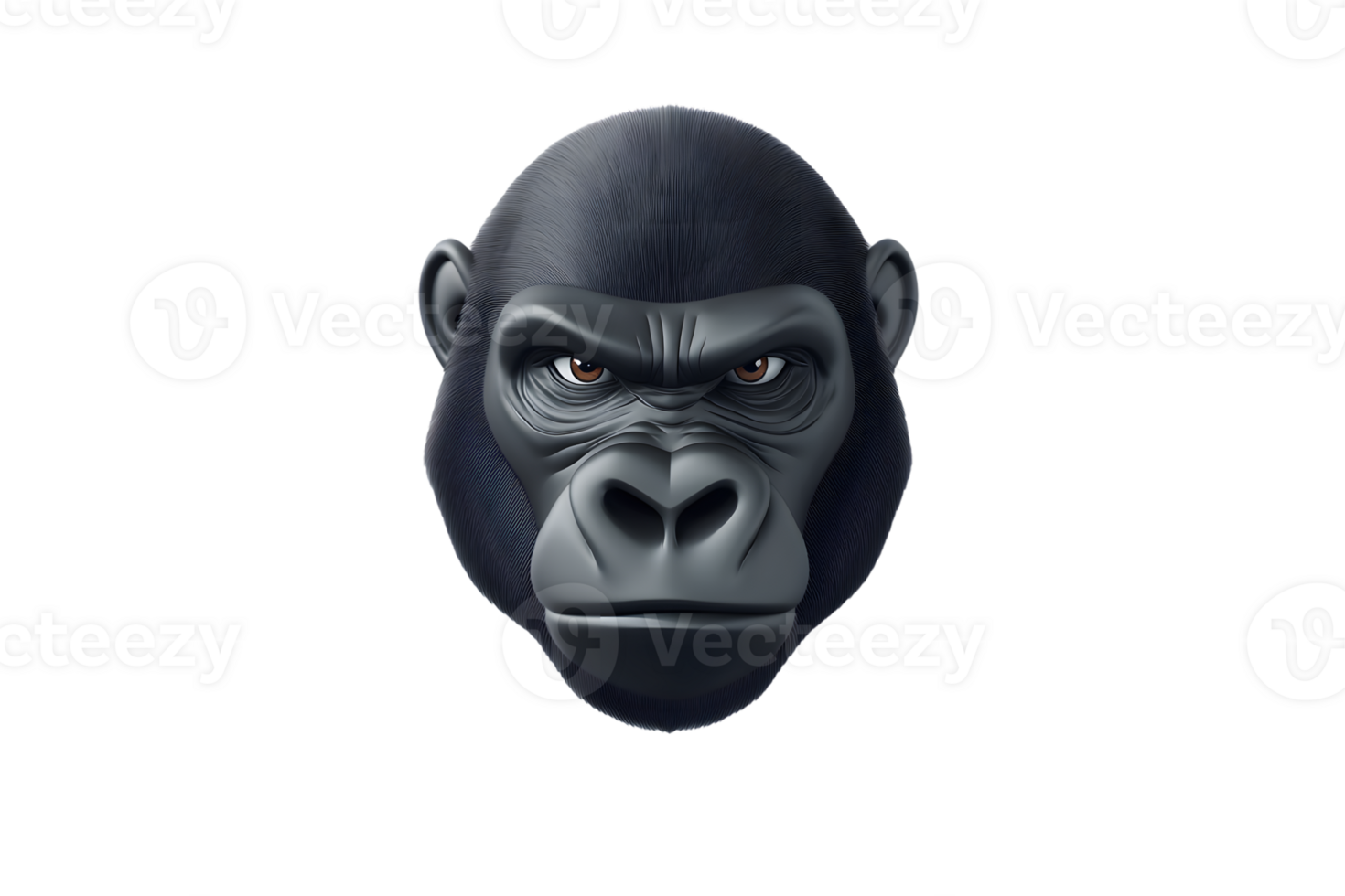 Detailed Illustration of a Gorilla Face with Intense Expression for Wildlife and Nature Themes png