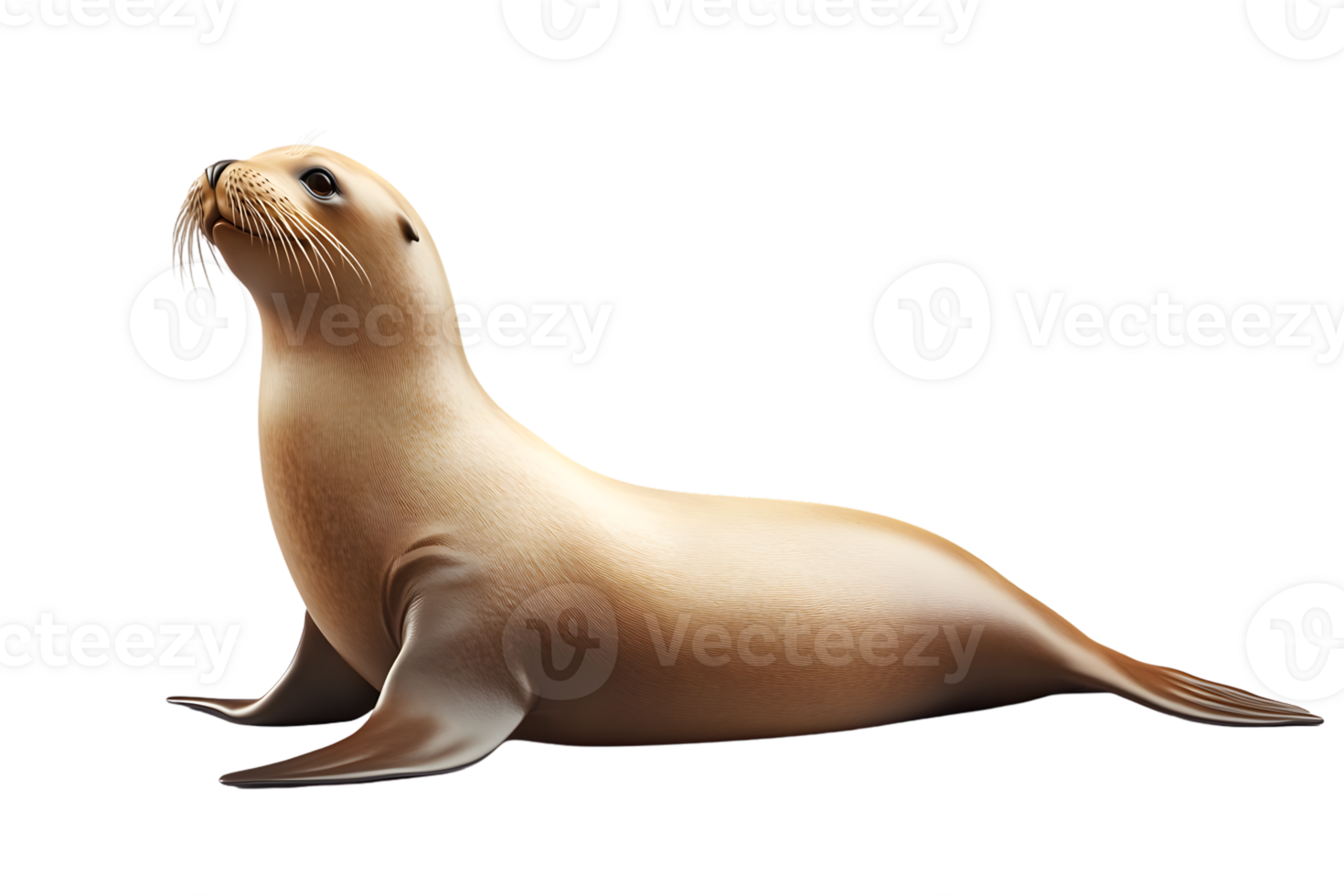 A marine mammal with sleek fur whiskers and flippers resting on a transparent background png
