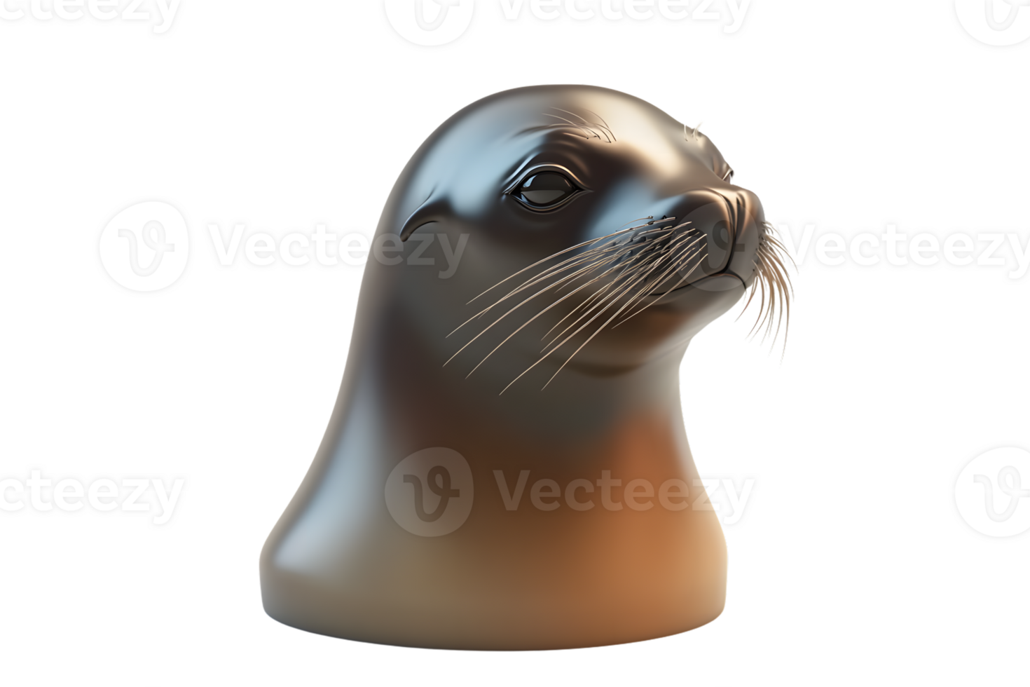Seal Sculpture in Profile A Detailed and Lifelike Representation of a Marine Mammal with Whisk png