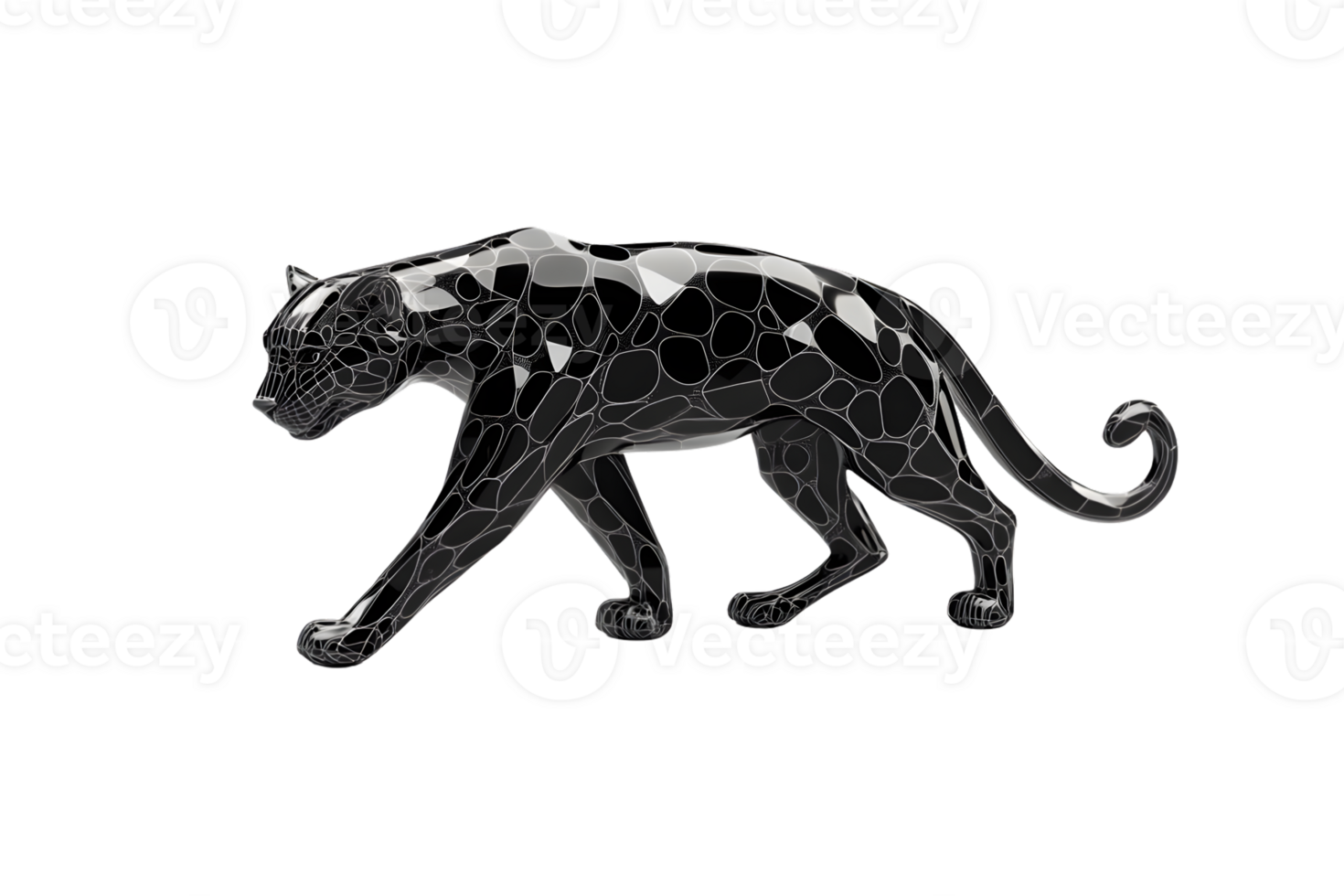 Abstract Geometric Leopard Silhouette in Motion on Black Background png