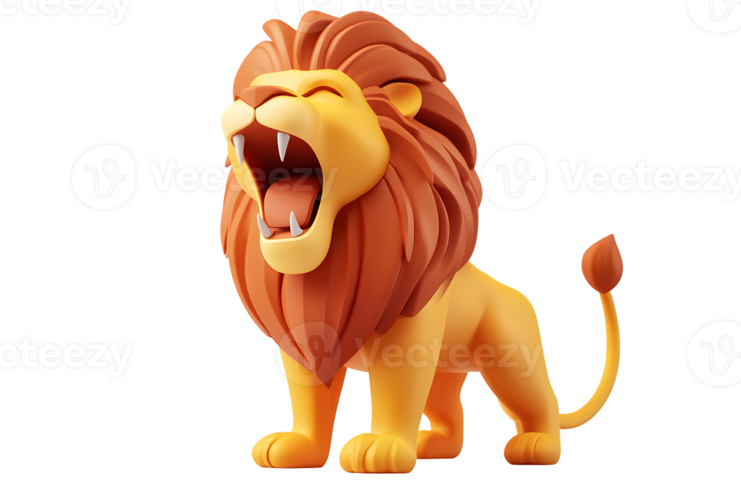 Cartoon Lion Roaring 3D Render Cute Animal Illustration Wildlife Jungle png
