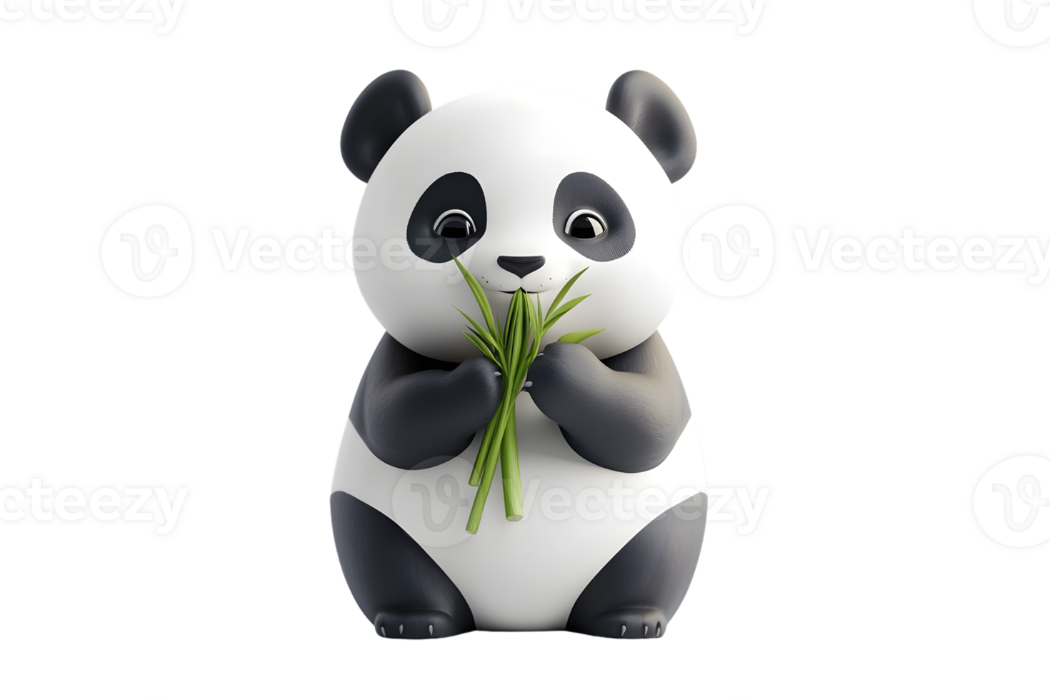 Charming Panda Enjoying Bamboo Cute Animal Illustration for Nature and Wildlife Themes png
