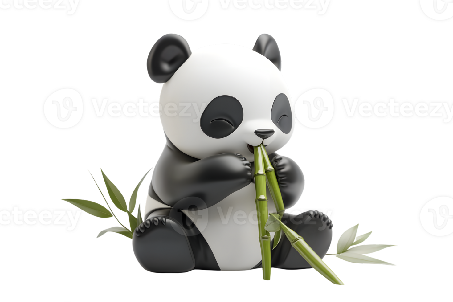 Adorable Panda Enjoying Bamboo Cute Wildlife Illustration for Nature and Animal Themes png