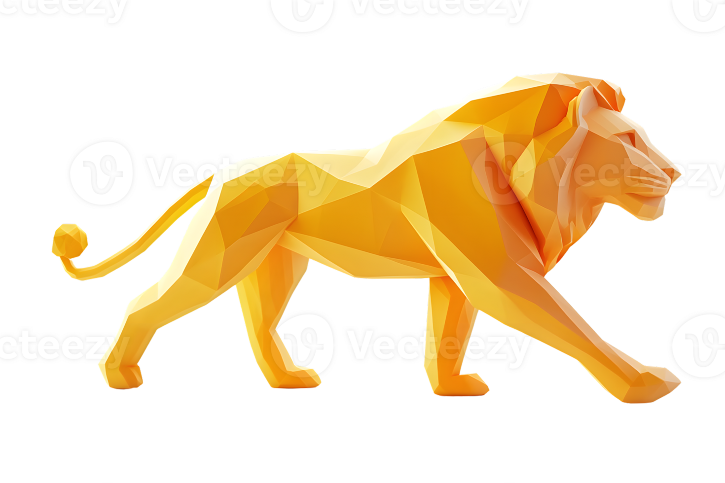 Geometric Lion Art Modern Abstract Design with Bold Colors and Dynamic Pose for Creative Proje png