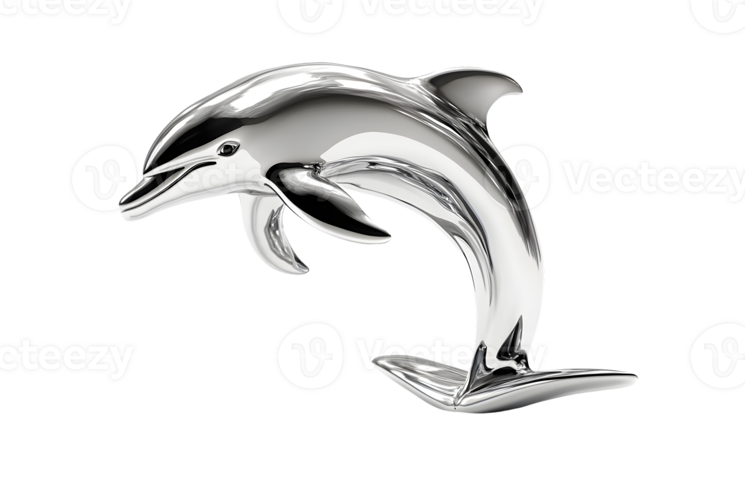 Shiny Metallic Dolphin Sculpture in Graceful Leap Perfect for Ocean Themes and Decorative Artw png
