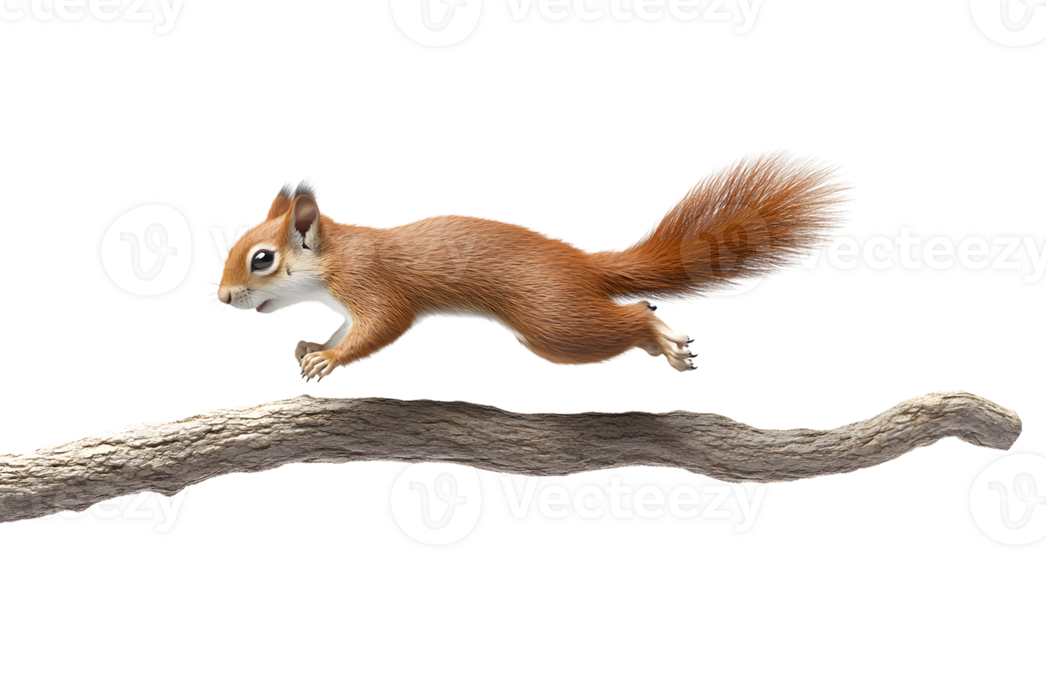 Red Squirrel leaping across branch wildlife nature animal furry rodent png