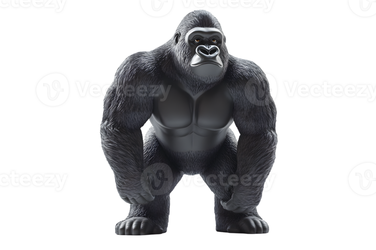 Powerful Gorilla Illustration 3D Render Animal Portrait Wildlife Art Strong Ape Primate I png