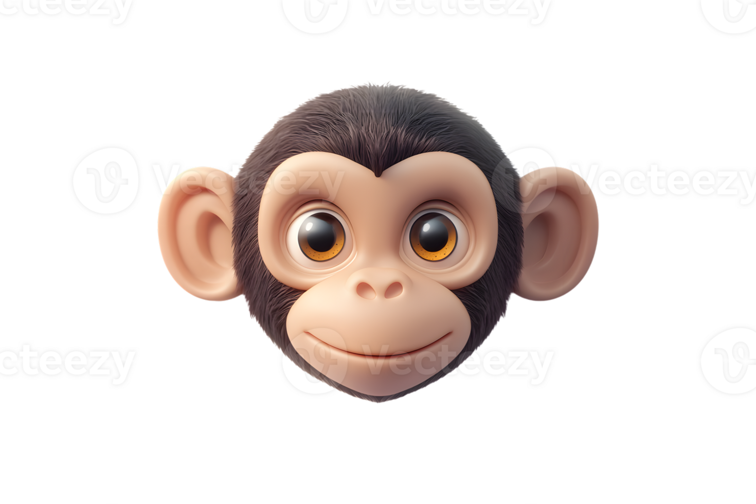 Charming Primate Portrait A Detailed and Expressive Illustration of a Monkeys Face with Large png