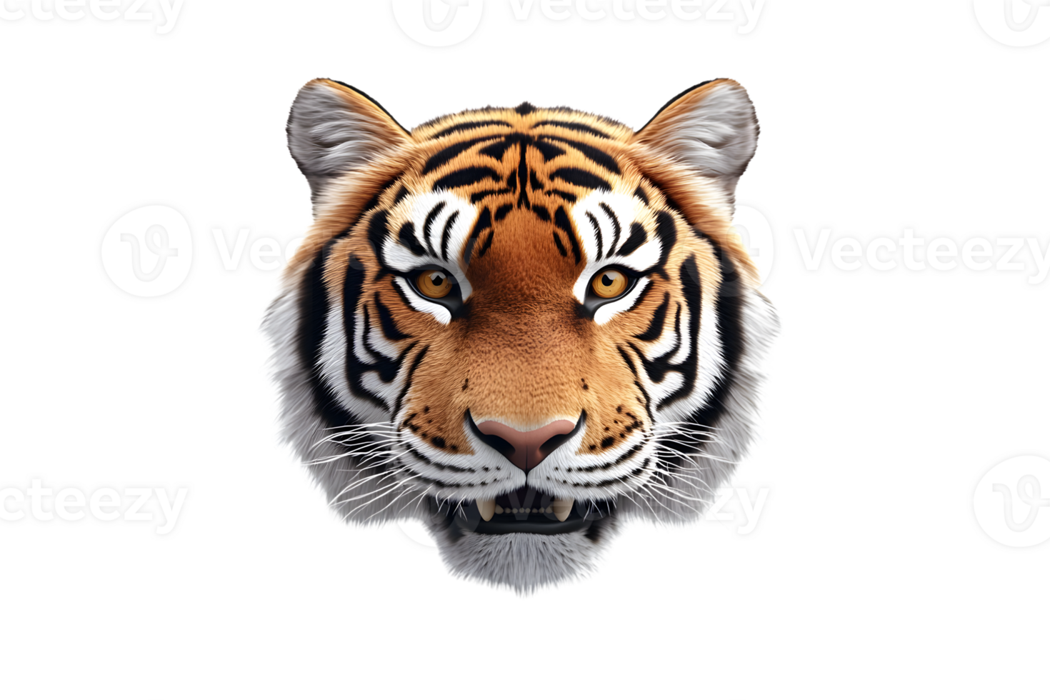 Closeup of a tigers face orange and black stripes wildlife portrait big cat animal head png