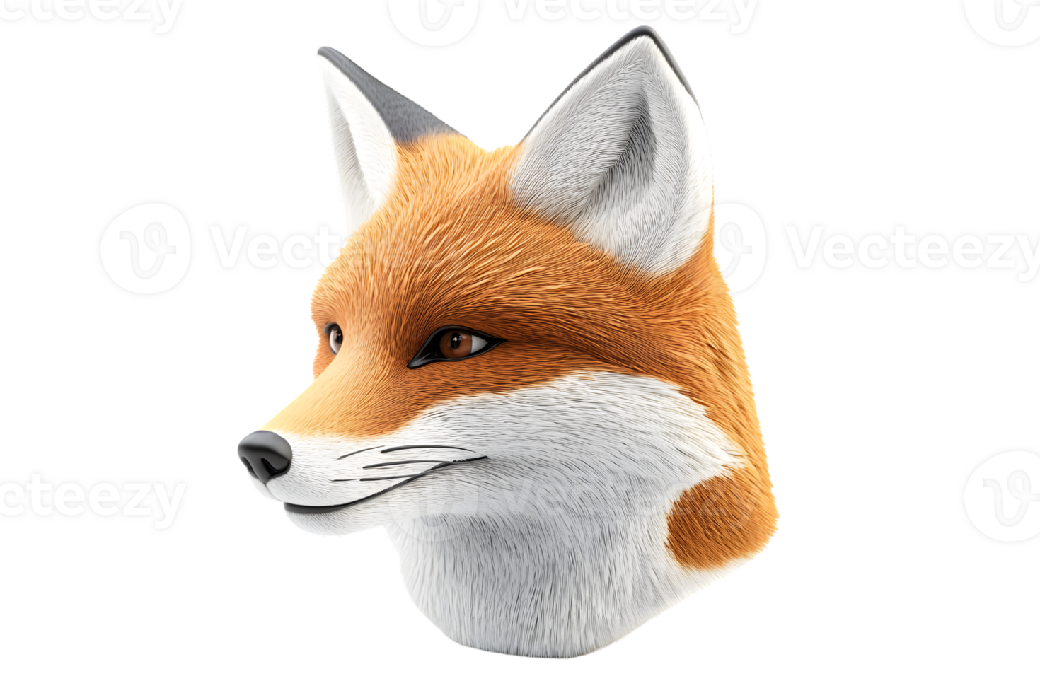 Profile of a Red Fox Head Wildlife Animal Portrait Fur Texture 3D Render Realistic Animal png