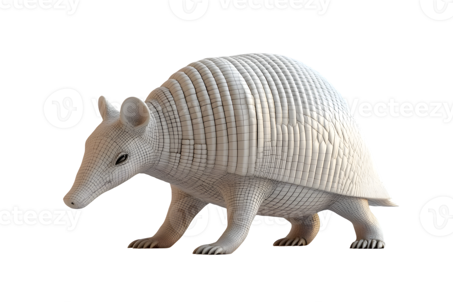 3D model of an armadillo wildlife animal textured shell wireframe png