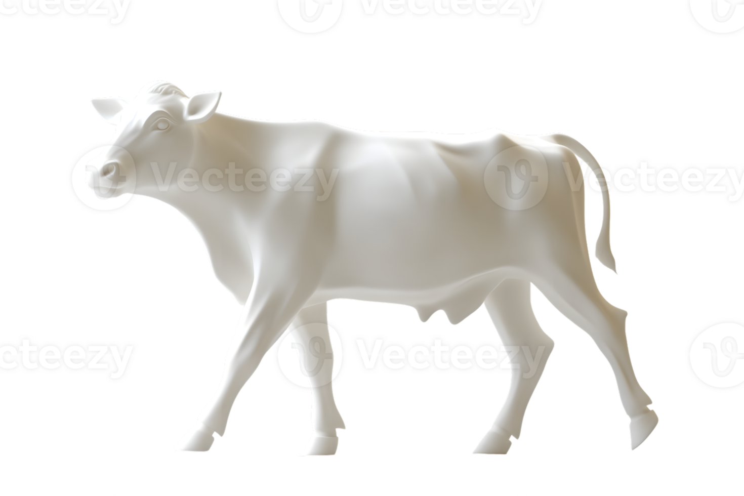 White Sculpture of a Cow in Motion Minimalist Design for Artistic and Decorative Purposes Ide png