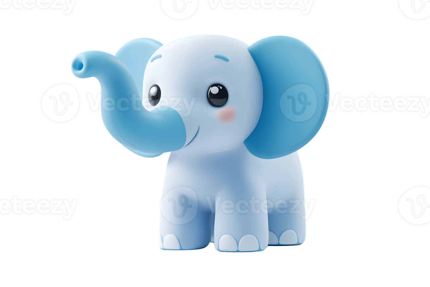 Adorable Baby Elephant Cartoon with Blue and White Colors Perfect for Childrens Books Websit png