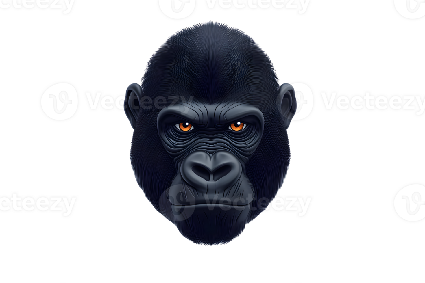 Intense Primate Portrait with Fiery Eyes A Detailed Gorilla Illustration for Wildlife and Natu png