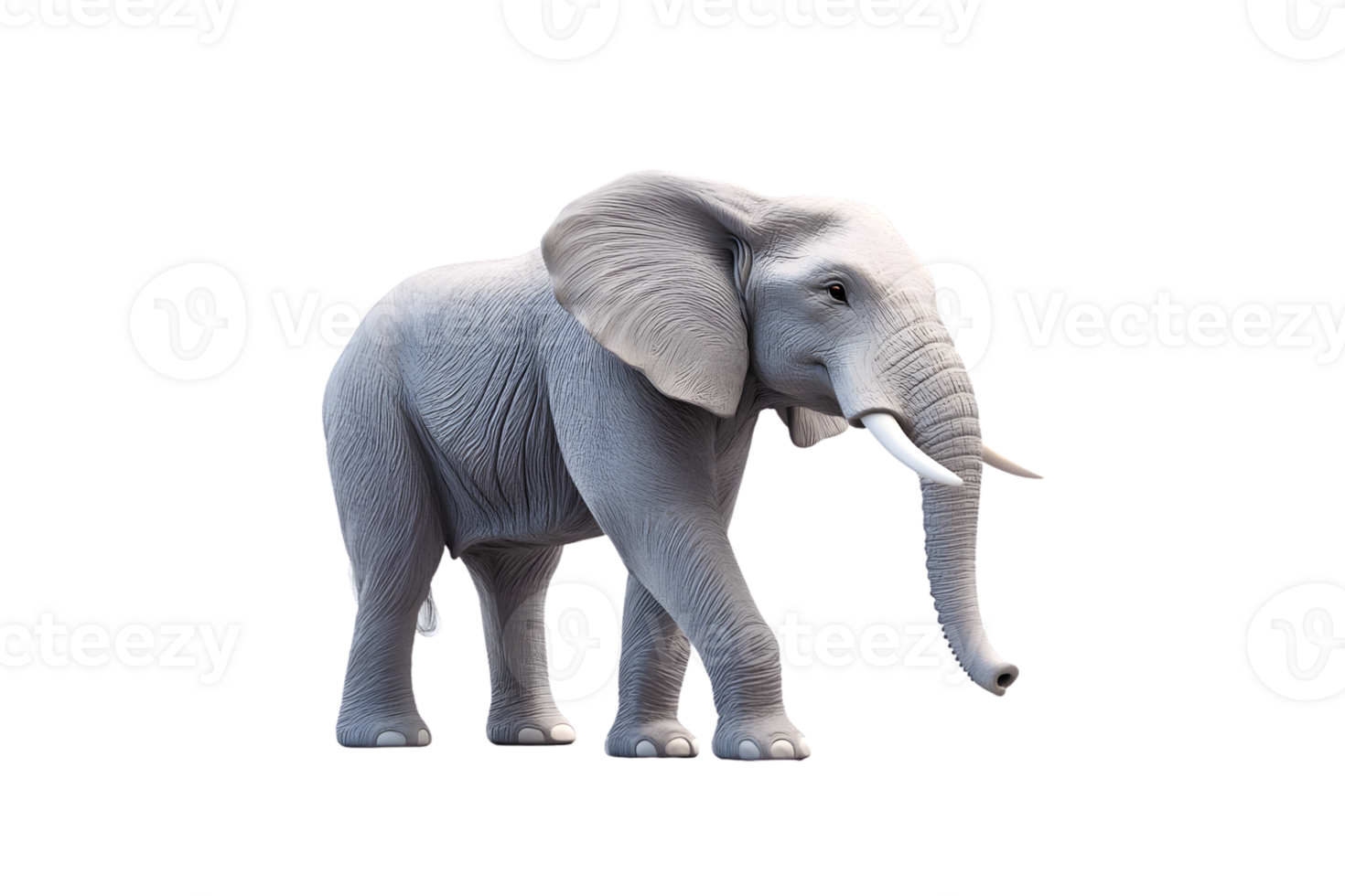 African Elephant Walking Wildlife Animal 3D Render Isolated on Black Background png