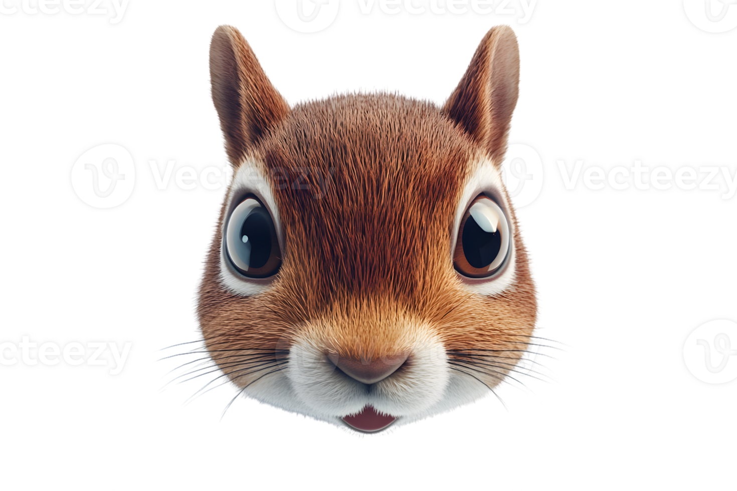 Cute squirrel face furry animal portrait wildlife closeup adorable rodent cartoon style d png