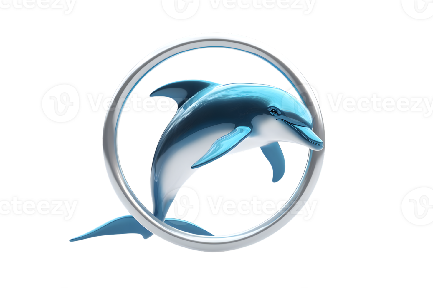 Stylized Dolphin in Circular Frame Modern BlueToned Design for Logos Branding and Creative png