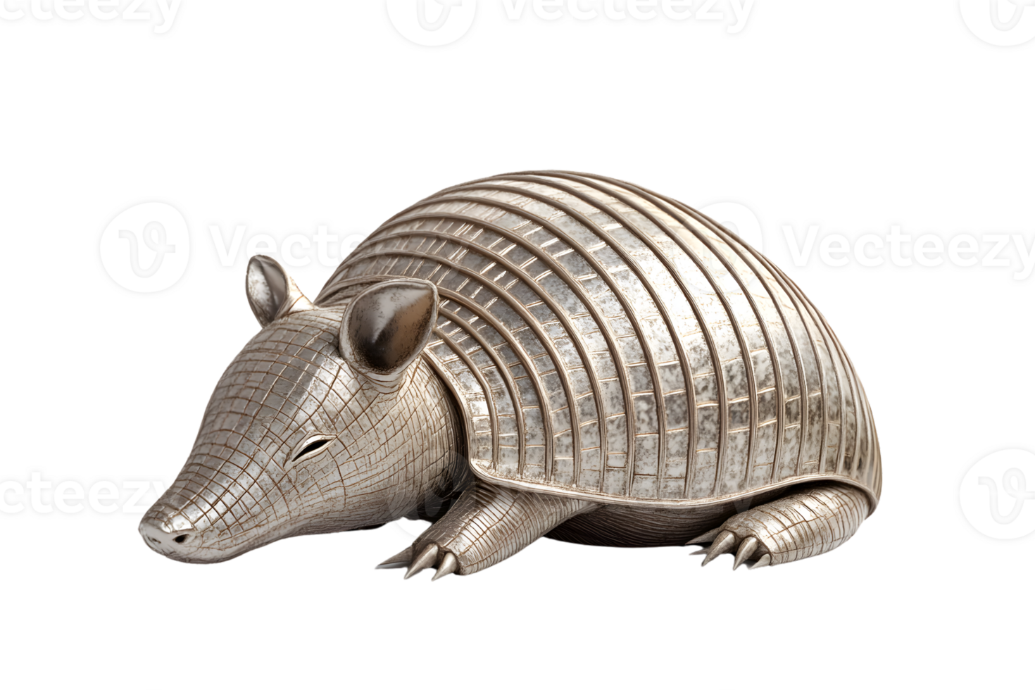 Metallic Armadillo Sculpture 3D Render Animal Figurine Wildlife Art png