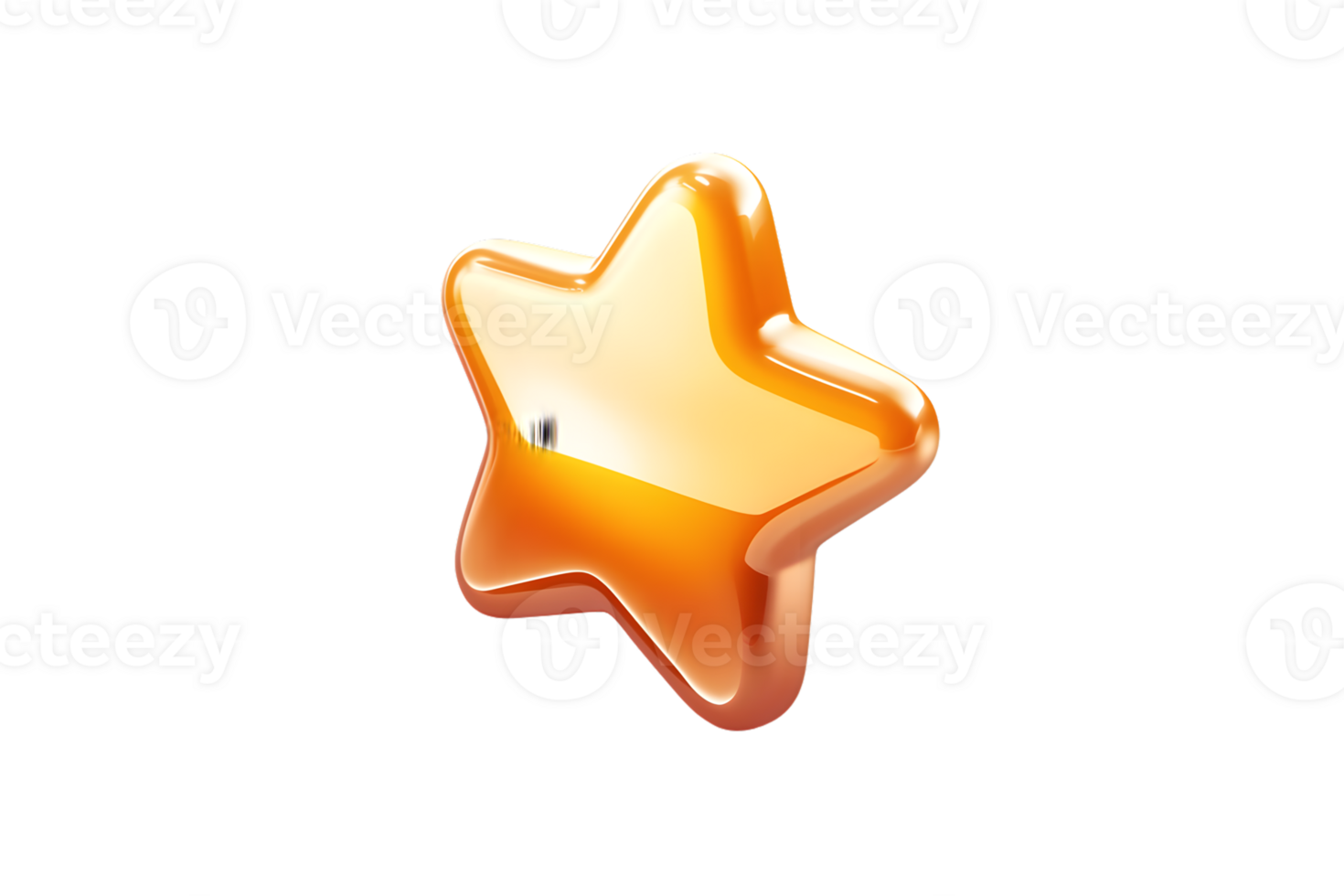Shiny Orange Star Icon with Glossy Finish for Design Projects and Decorative Elements png