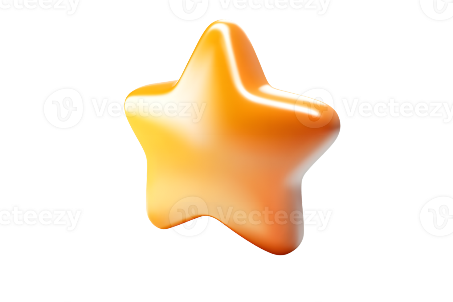 3D Rendered Star Icon with Gradient Color Shiny Surface and Rounded Edges for Design Projects png