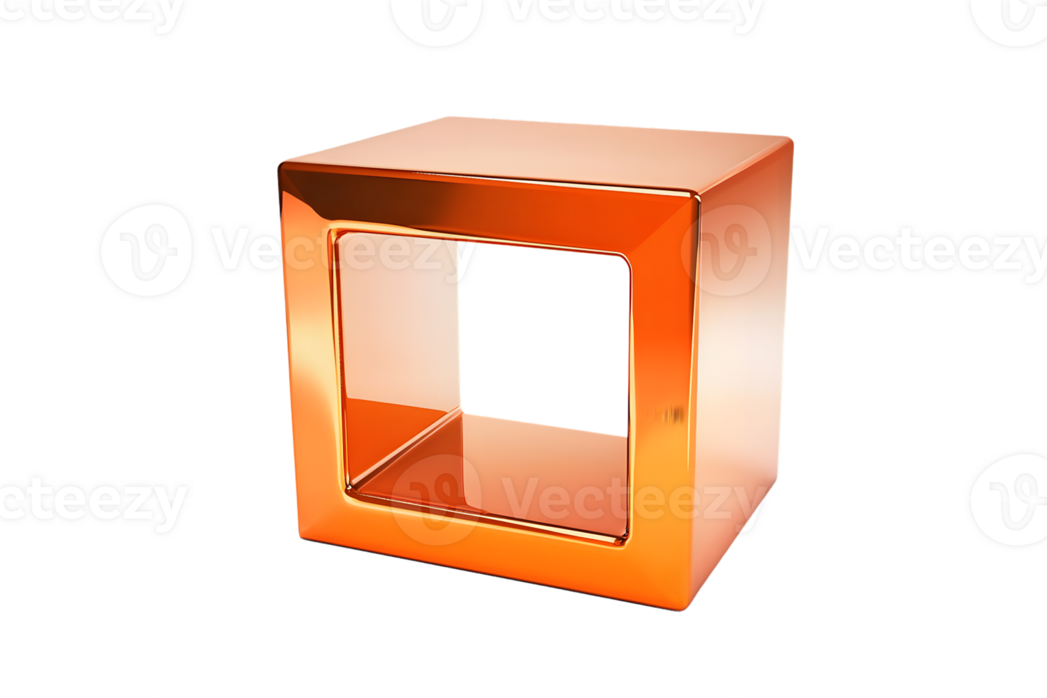Orange Cube with Transparent Panel Modern Design for Technology and Innovation png