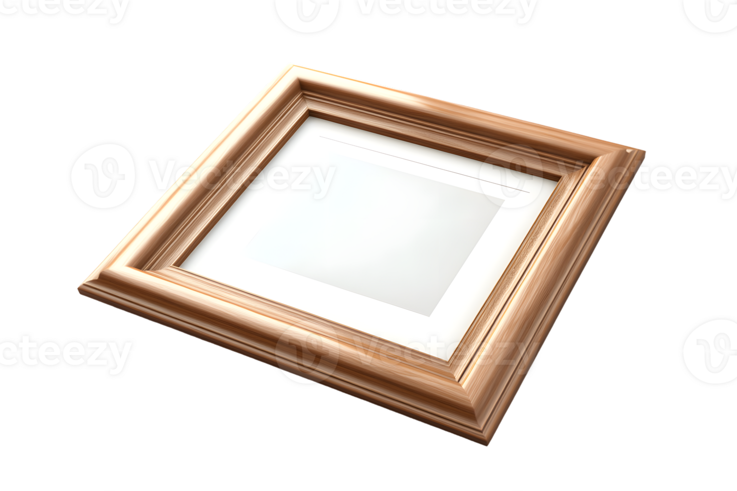 Elegant Wooden Picture Frame with White Matting on Black Background for Artwork Display png