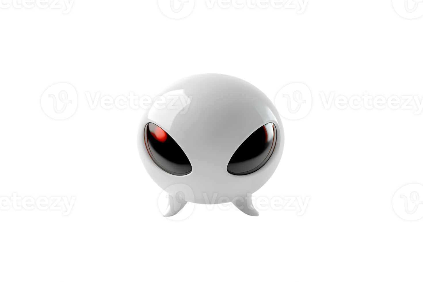 A sleek white alienlike figure with glowing red eyes and a smooth glossy finish png