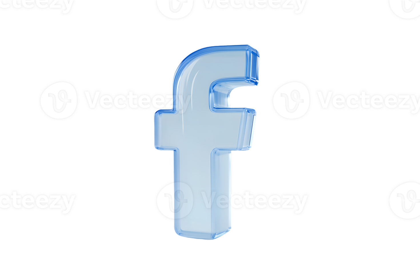 A 3D letter f in a glossy blue finish ideal for digital and social media themes png