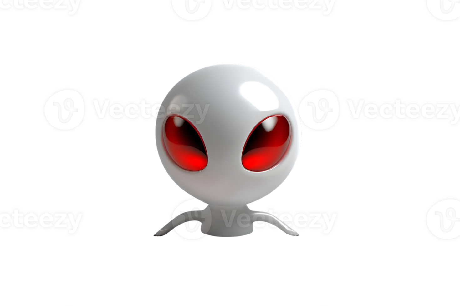 A mysterious creature with large red eyes and a smooth white body perfect for fantasy or scif png