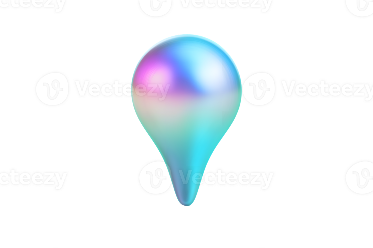 Gradient Teardrop Shape with Iridescent Colors on Black Background Perfect for Design Art a png