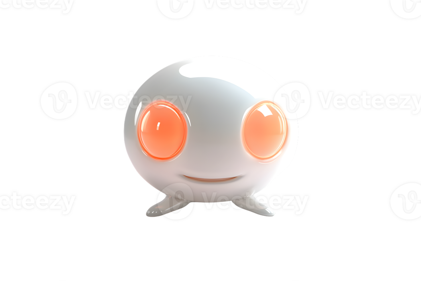 A cute round character with glowing eyes and a friendly smile perfect for digital art gaming png