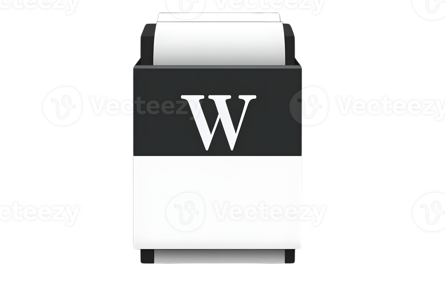 Document Processing Icon with Letter W on Printer Output png