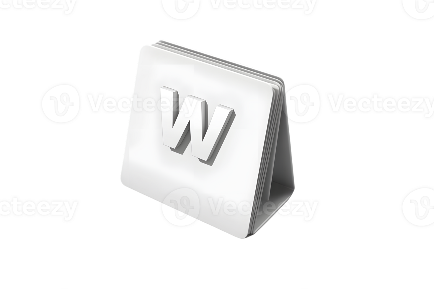 3D Rendered Letter W on Stacked Papers Icon Digital Design Element White Alphabet Symbol Min png