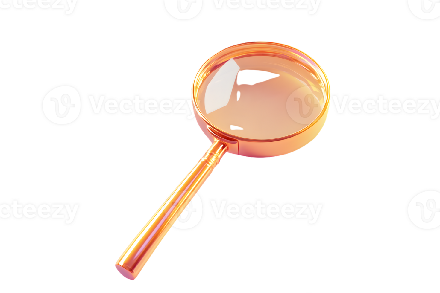 Golden Magnifying Glass with Reflective Surface for Detailed Examination and Exploration png