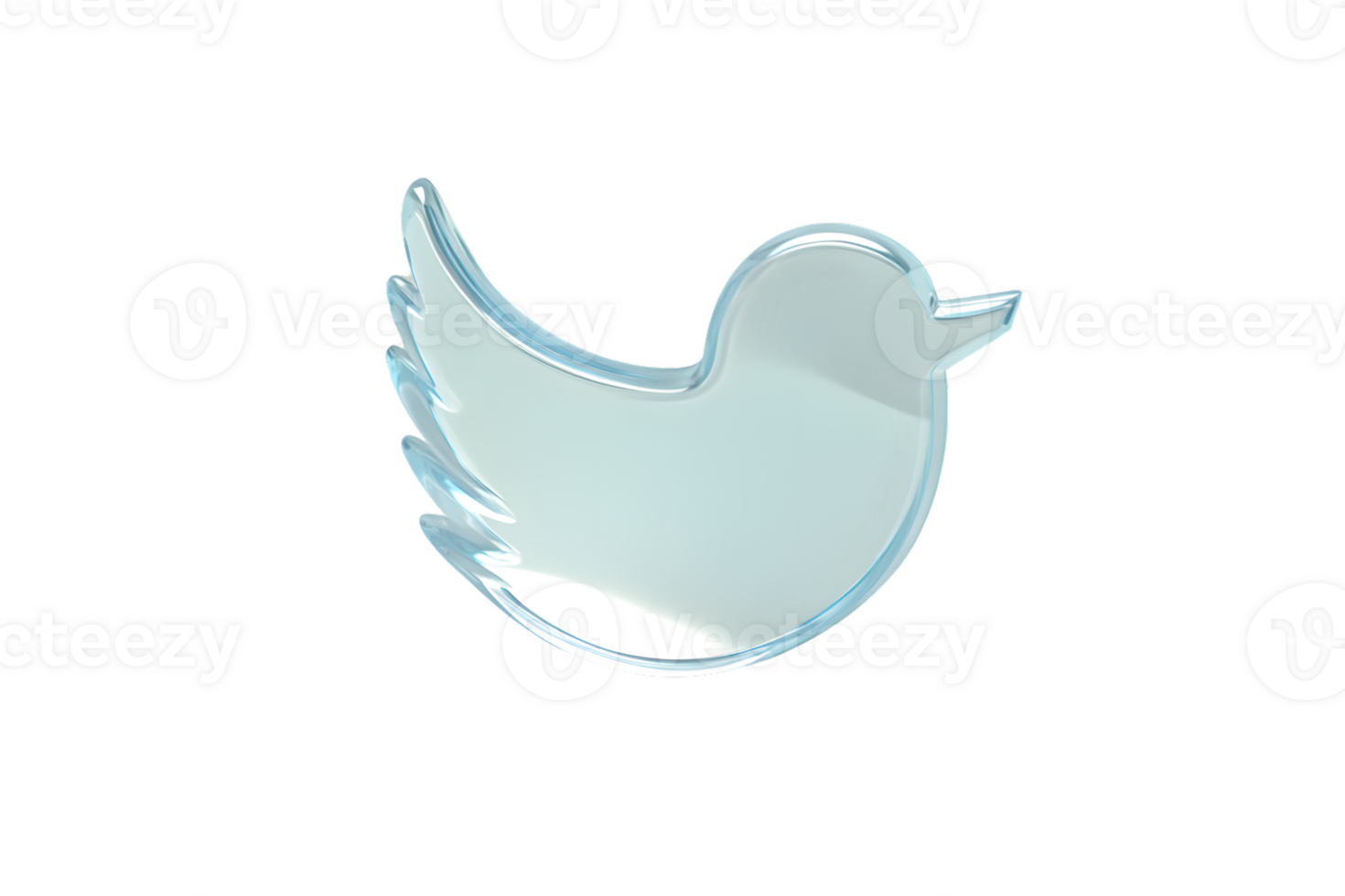 Stylized Bird Icon with Glassy Texture and Modern Design for Digital Communication and Social M png