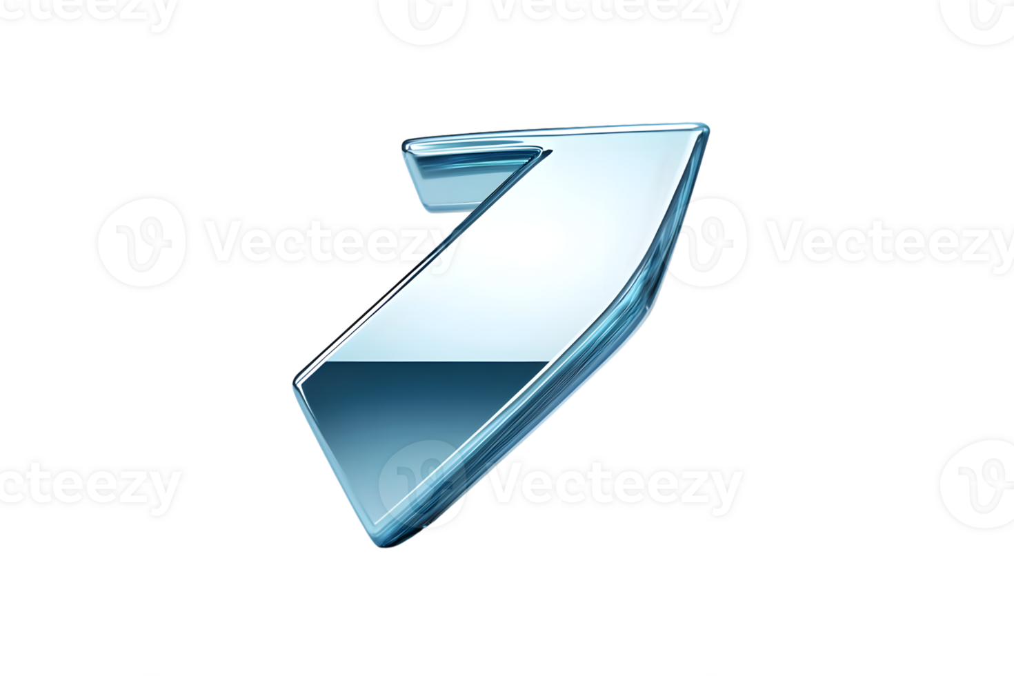 3D Rendered Number Seven with Glassy Texture on Black Background Digital Art Modern Design A png