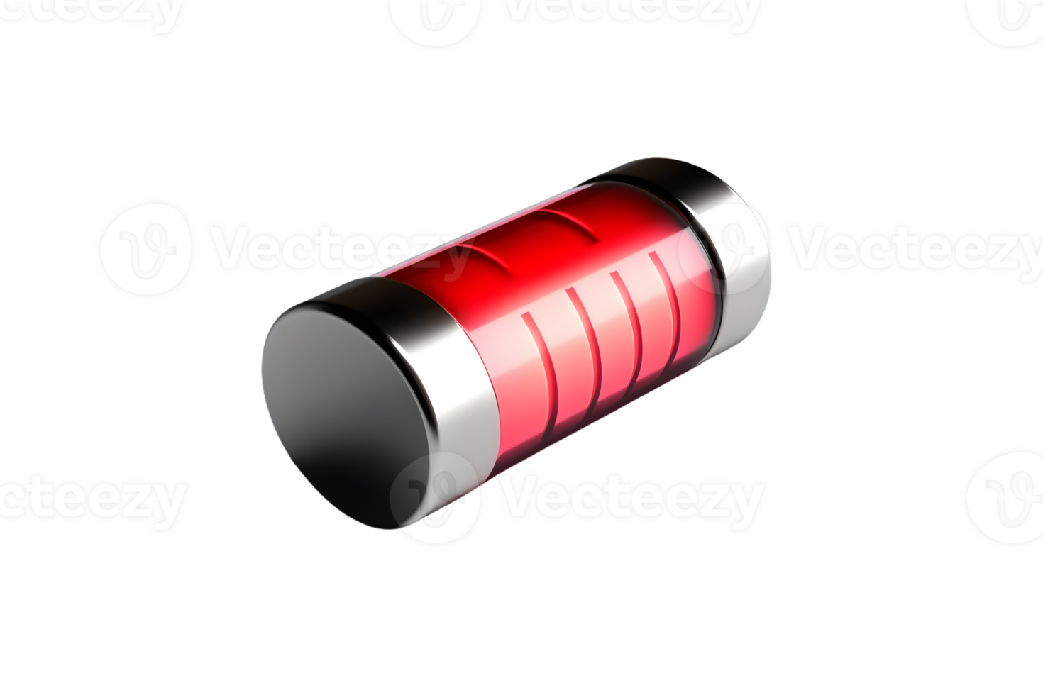 A sleek modern battery icon with a glowing red charge indicator ideal for technology and powe png