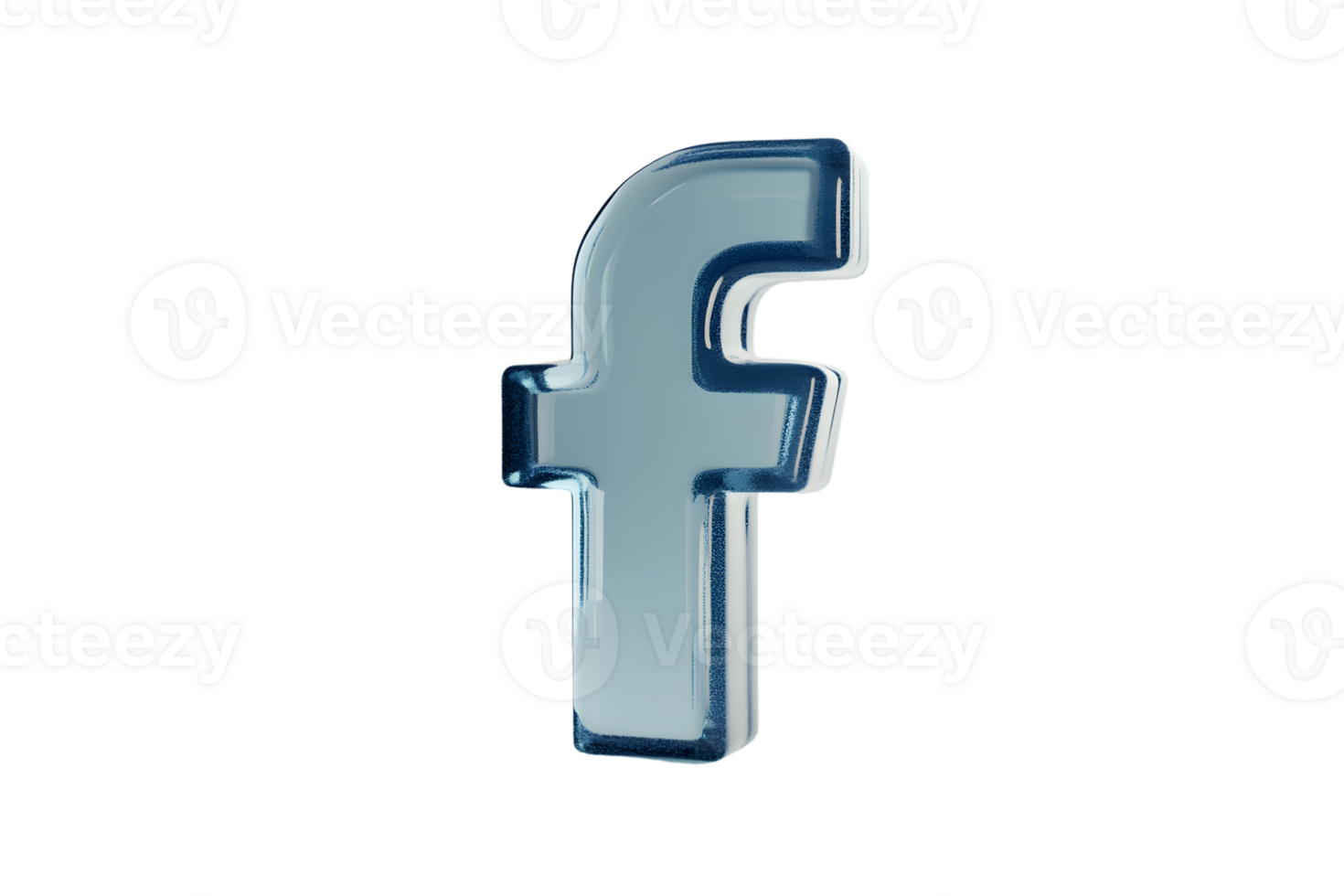 A glossy threedimensional letter F icon on a black background for digital and social media de png