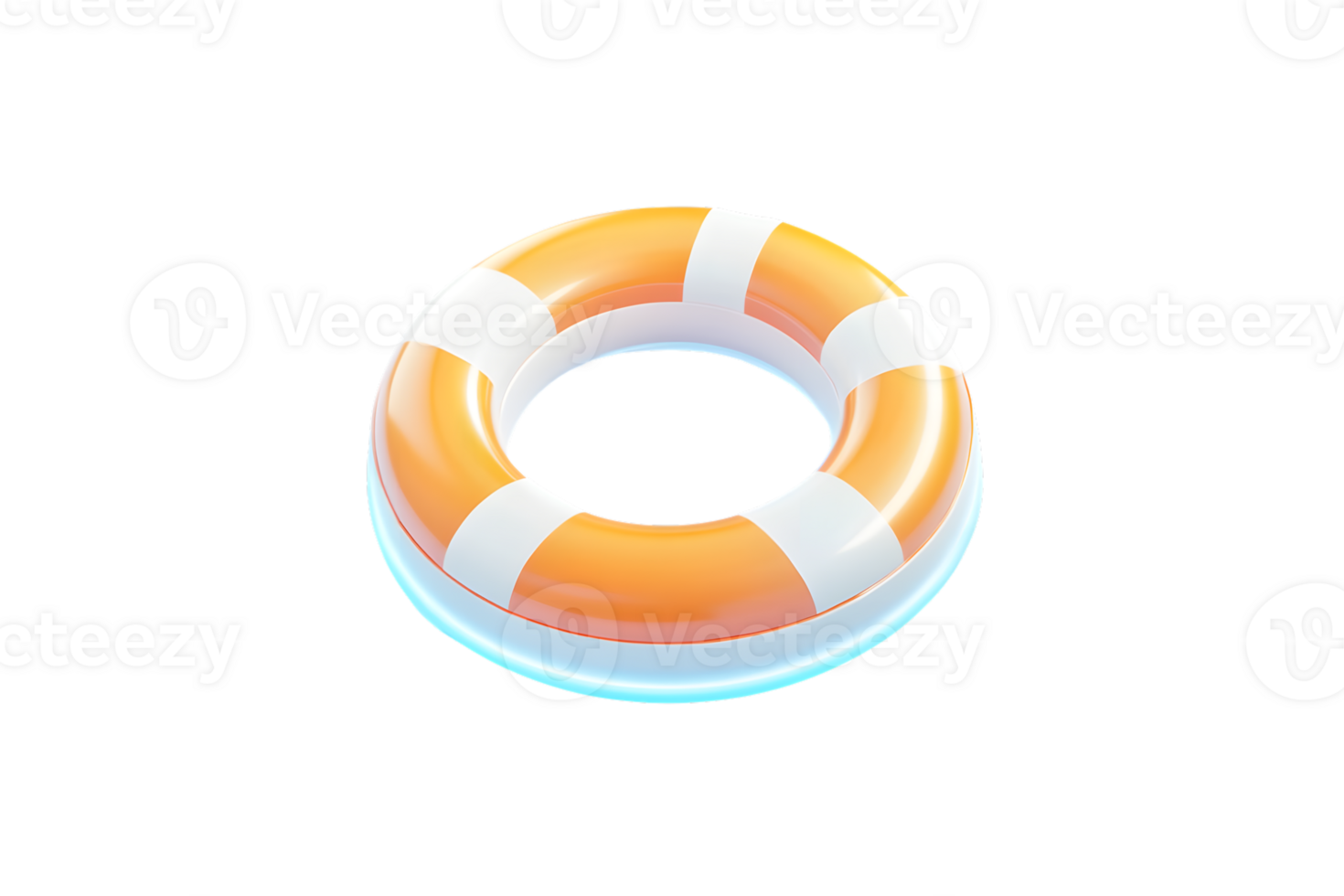 A vibrant orange and white lifebuoy floating against a black background ideal for safety resc png