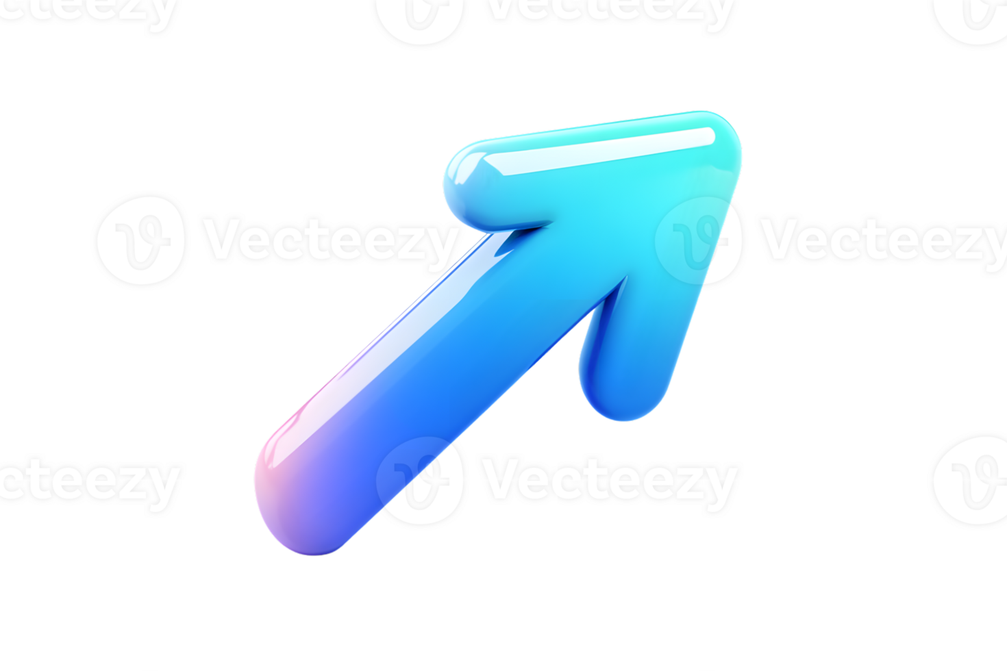 3D glossy upward arrow blue gradient digital element for website app interface design png
