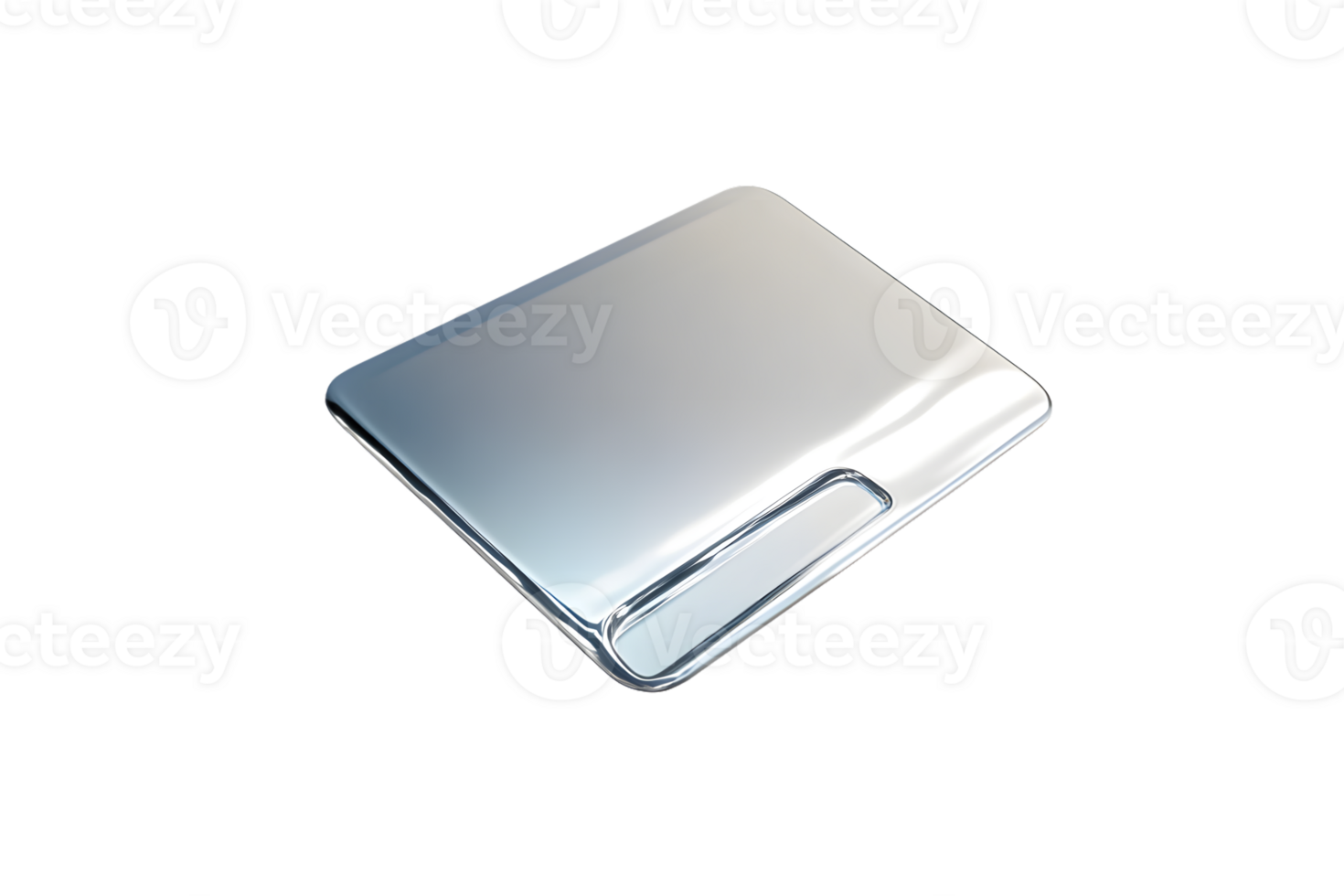 Shiny Metallic Rectangle with Rounded Edges and Cutout Handle Ideal for Industrial Design Pro png