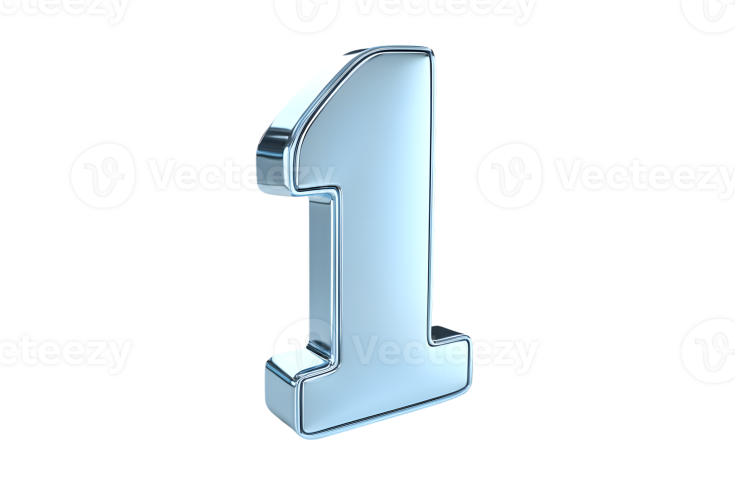 Shiny Metallic Number One on Black Background 3D Rendered Digit for Design Counting and Num png