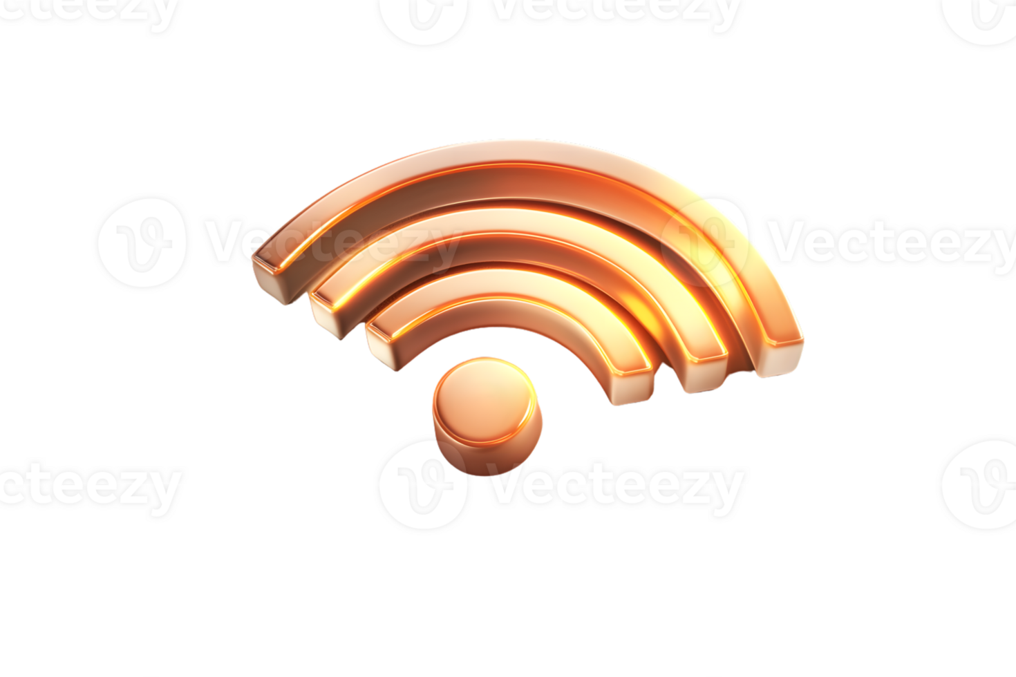 Golden WiFi Symbol with Radiant Glow Digital Connectivity Icon for Technology and Internet The png