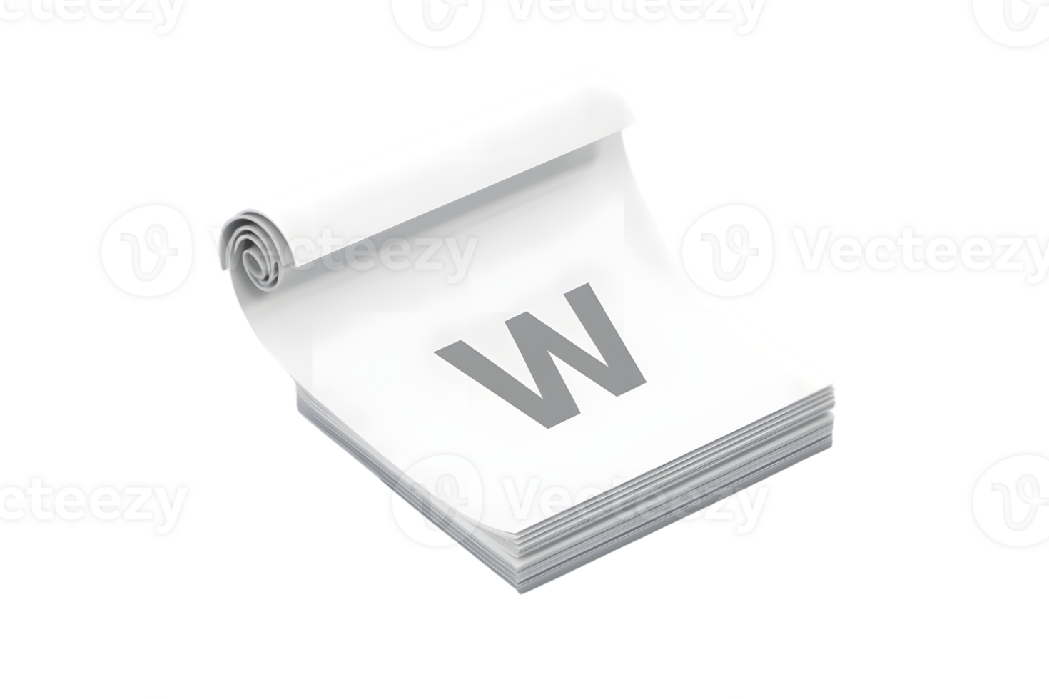 Stacked Papers with Letter W Icon Ideal for Education Writing and Document Design png