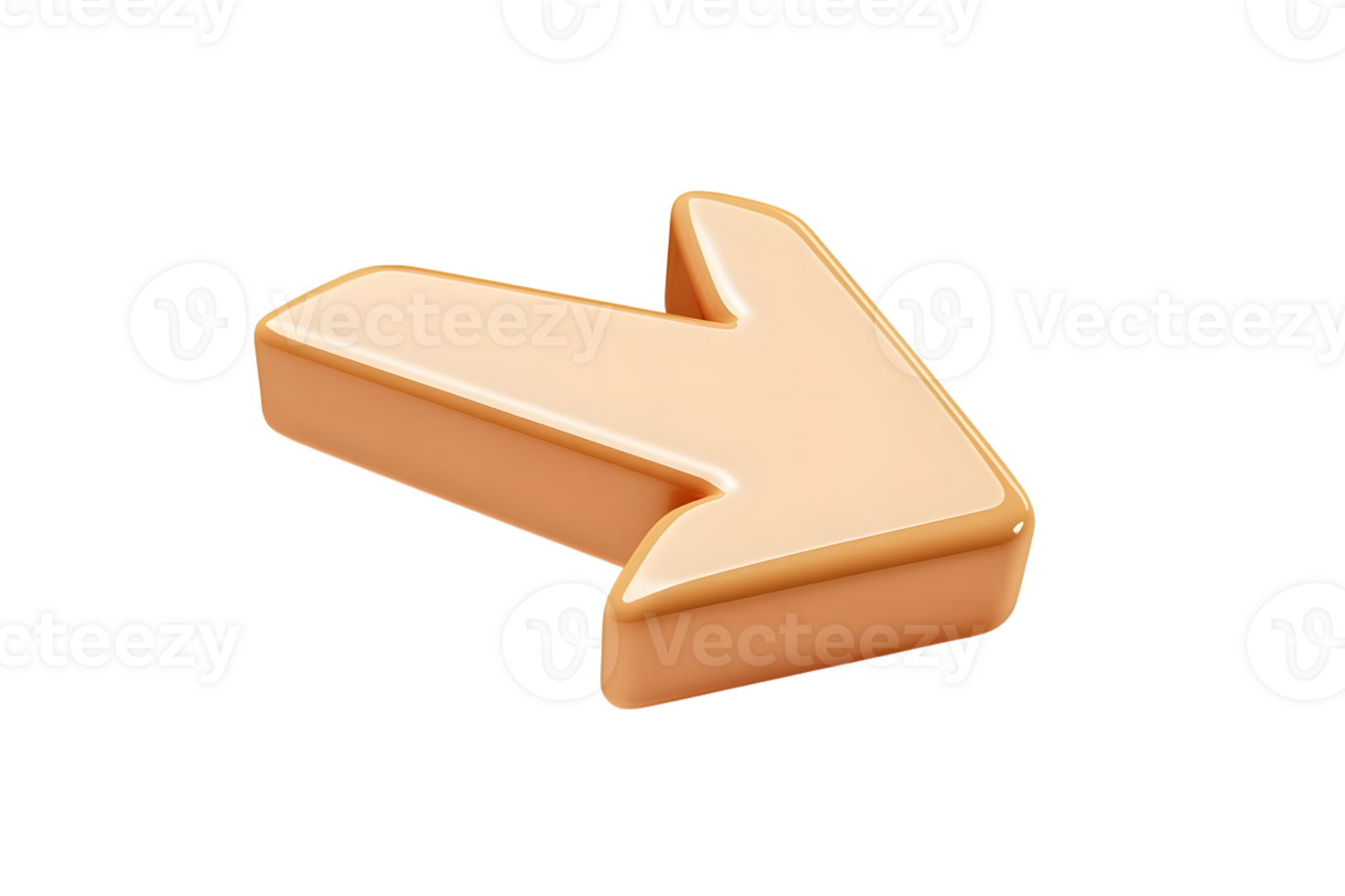 3D Arrow Icon in Beige with Glossy Finish for Navigation and Directional Use png