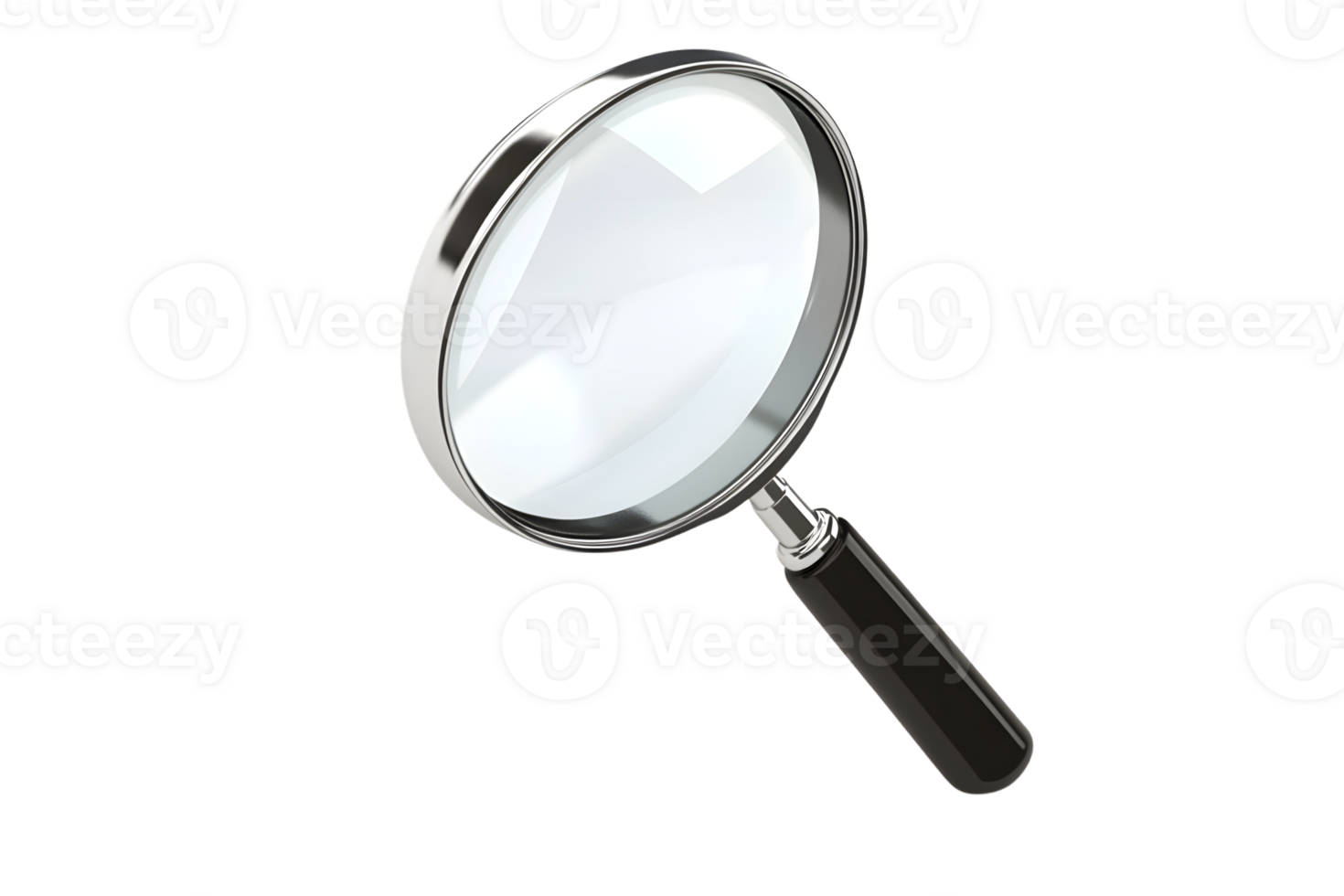 A magnifying glass with a sleek black handle ideal for investigation and detailed examination png